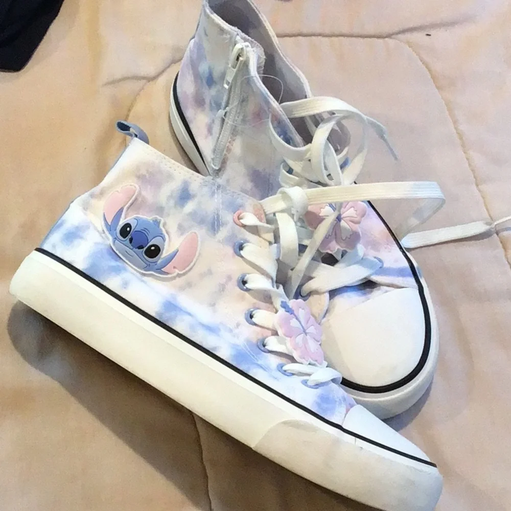 Disney - Stitch tie-dye high-top canvas sneakers featuring a cute Stitch graphic